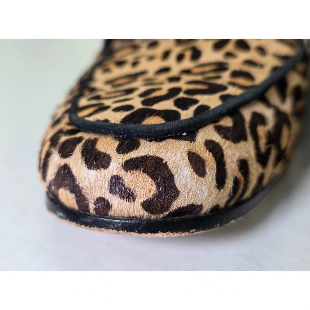 J.McLaughlin Dillon Women's Loafers Size 7 M Leopard Print Brown Calf Hair Shoes